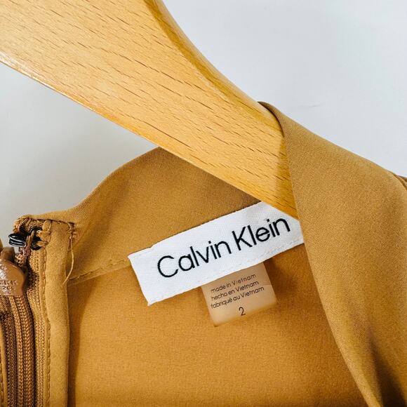 Calvin Klein Brown Sleeveless Wide Leg Jumpsuit Size 2 Minimalist Workwear Chic - Picture 4 of 8